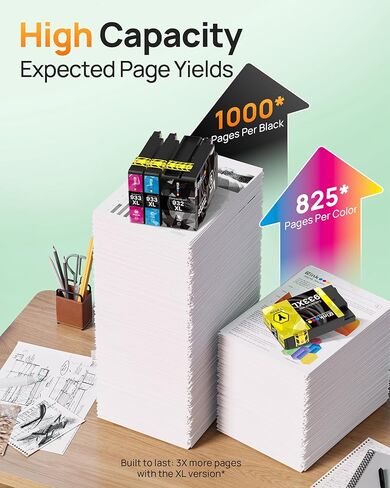 خرطوشة حبر بديلة متوافقة مع حبر E-Z لحزمة HP 932xl 933xl كومبو للاستخدام مع طابعة Officejet 6600 6100 6700 7110 7510 7610 7612 (1 أسود، 1 سماوي، 1 أرجواني، 1 أصفر) 4 عبوات in Saudi Arabia
