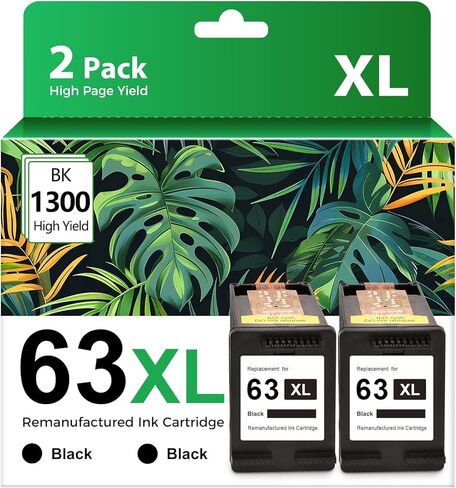 ZIPRINT 63XL Black Ink Cartridges Replacement for Hp Ink 63 63XL Black Ink Cartridges Compatible with HP Officejet 3830 4650 5255 5258 Envy 4520 4512 DeskJet 3630 2130 1112 Printer,2 Pack Black in Kuwait