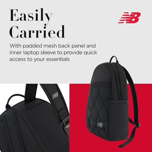 Concept One New Balance Laptop Backpack, Quilted Commuter Travel Bag for Men and Women, Black, 19 Inch in Saudi Arabia