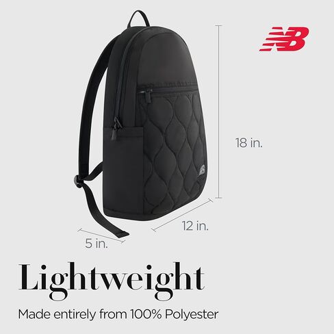 Concept One New Balance Laptop Backpack, Quilted Commuter Travel Bag for Men and Women, Black, 19 Inch in Saudi Arabia