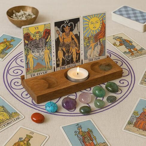 Handmade Wooden Tarot Card Holder Stand Set of 2– Crystal Altar Display for Daily Tarot Reading, Witchy Décor, Spiritual Gift, Fits Standard Tarot Decks in Kuwait