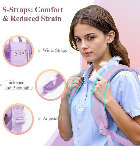 PACKISM Clear Backpack for School - 17 inch Large Heavy Duty Bookbag for girls, Reinforced See Through PVC Transparent Backpack for Students, Cute Purple (Age 12+) in Kuwait