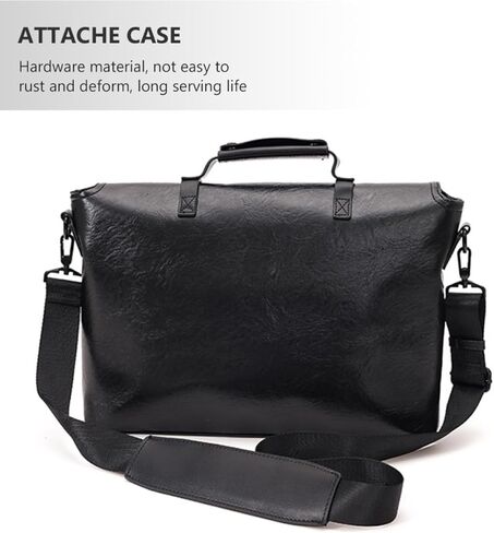 MERRYHAPY Business Laptop Shoulder Bag Men’s Pu Leather Briefcase Crossbody Portfolio Bag for 14-inch Laptop Office Travel Black in Saudi Arabia