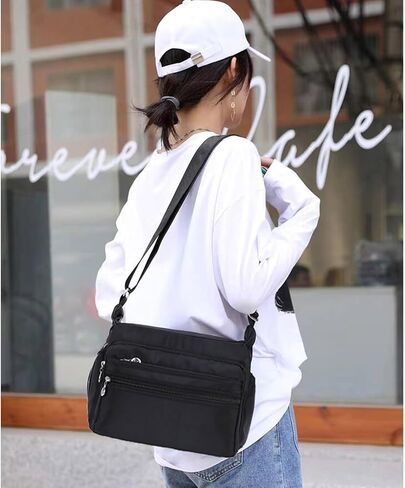 WITERY Small Crossboby Bag for Women - Waterproof Nylon Multi-pocket Purse Travel Shoulder Bag Lightweight Messenger Bag in Kuwait