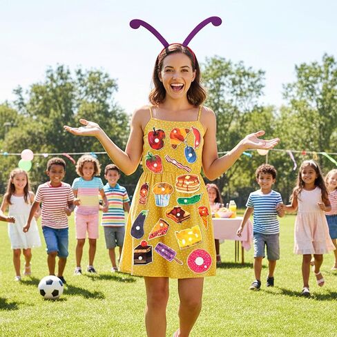 31PCS Caterpillar Costume Accessories Include 1 Caterpillar Headband 30 Self Adhesive Felt Fruits Foods Book Character Costume Accessories for 100th Day of School Reading Across America Day in Kuwait