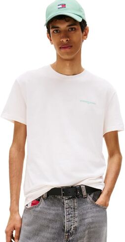 Tommy Jeans Men's Short Sleeve Cotton T-Shirts with Blurred Printed Back Graphic in Kuwait