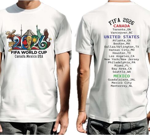 Handmade 2026 World Cup Shirt, Soccer Cup 2026 Front and Back T-Shirt, International Football Tournament Shirt Multicolor Women Men Kids in Kuwait