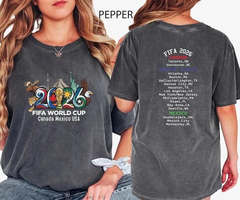 Handmade 2026 World Cup Shirt, Soccer Cup 2026 Front and Back T-Shirt, International Football Tournament Shirt Multicolor Women Men Kids in Kuwait