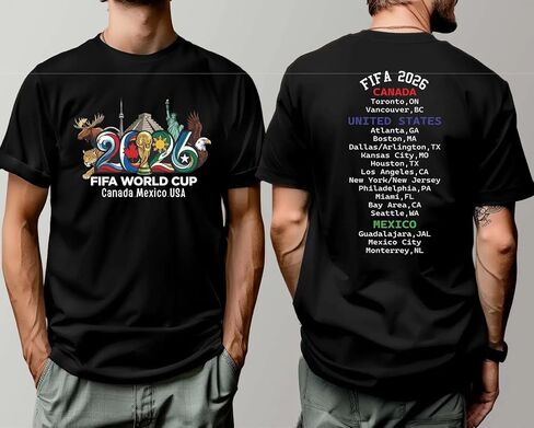 Handmade 2026 World Cup Shirt, Soccer Cup 2026 Front and Back T-Shirt, International Football Tournament Shirt Multicolor Women Men Kids in Kuwait