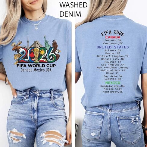 Handmade 2026 World Cup Shirt, Soccer Cup 2026 Front and Back T-Shirt, International Football Tournament Shirt Multicolor Women Men Kids in Kuwait