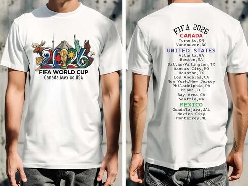 Handmade 2026 World Cup Shirt, Soccer Cup 2026 Front and Back T-Shirt, International Football Tournament Shirt Multicolor Women Men Kids in Kuwait