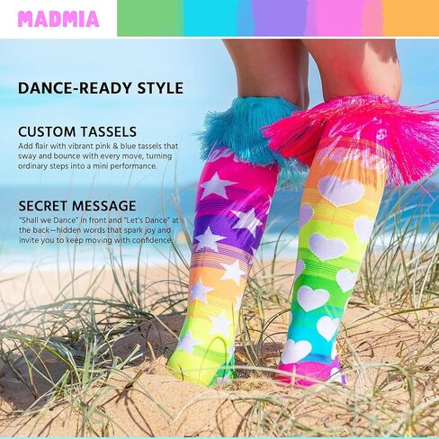 جوارب MADMIA Let's Dance، جوارب رقص جميلة تصل إلى الركبة مع شرابات مصنوعة خصيصًا في الأعلى! in Kuwait