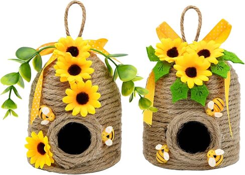 عباد الشمس خلية النحل ديكور، 2 حزمة مزرعة العسل مشط النحل ديكورات المنزل، الربيع الصيف ريفي عباد الشمس النحل تحت عنوان الزينة للمنزل، مزرعة النحل المطبخ الجدول المتدرج صينية ديكور in Kuwait