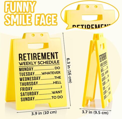 Retirement Gift for Woman Men- Funny Retirement Weekly Schedule Warning Style Yellow Sign- Best Retired Gifts for Women Men Boss Coworker Teacher Nurse, Retirement Plaque Decorations in Kuwait