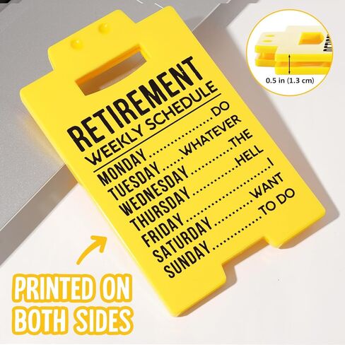 Retirement Gift for Woman Men- Funny Retirement Weekly Schedule Warning Style Yellow Sign- Best Retired Gifts for Women Men Boss Coworker Teacher Nurse, Retirement Plaque Decorations in Kuwait
