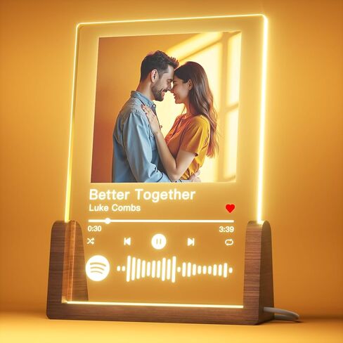 Valentines Day Gifts Personalized Spotify Plaque - Customized Photo Gift for Her Him, Acrylic Spotify Song Plaque - Custom Picture Frame Gifts for Girlfriend Boyfriend in Saudi Arabia