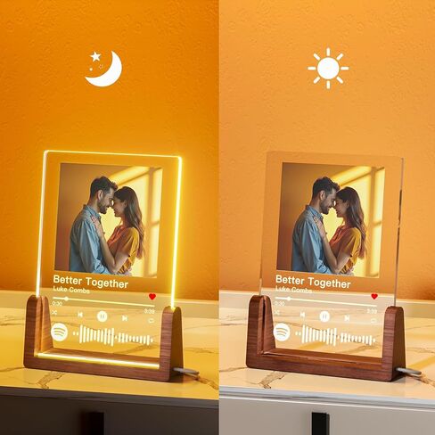 Valentines Day Gifts Personalized Spotify Plaque - Customized Photo Gift for Her Him, Acrylic Spotify Song Plaque - Custom Picture Frame Gifts for Girlfriend Boyfriend in Saudi Arabia