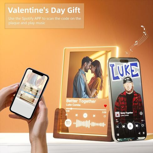Valentines Day Gifts Personalized Spotify Plaque - Customized Photo Gift for Her Him, Acrylic Spotify Song Plaque - Custom Picture Frame Gifts for Girlfriend Boyfriend in Saudi Arabia
