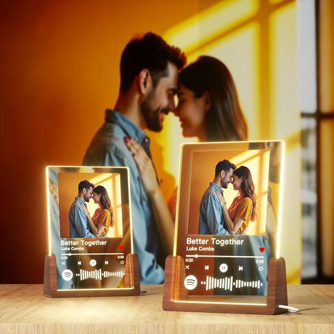 Valentines Day Gifts Personalized Spotify Plaque - Customized Photo Gift for Her Him, Acrylic Spotify Song Plaque - Custom Picture Frame Gifts for Girlfriend Boyfriend in Saudi Arabia