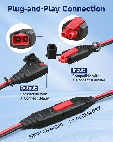 5FT 14AWG GC004 Extension Cable Compatible with NOCO Genius Chargers, Heavy Duty Quick Release X-Connect Adapter for GENIUS1 GENIUS2 GENIUS5 GENIUS10 G3500 G7200 in Saudi Arabia