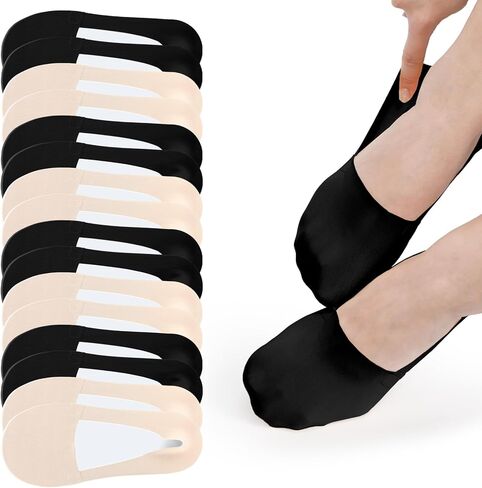 8 Pairs No Show Socks Womens, Non Slip Invisible Thin Liner Socks for Flats & Loafers (Cotton Bottom) US 5-9 in Kuwait