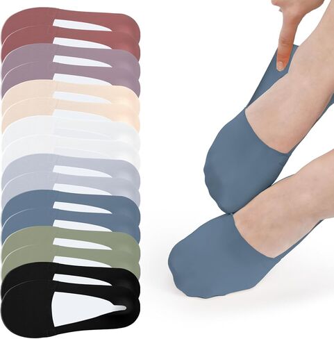 8 Pairs No Show Socks Womens, Non Slip Invisible Thin Liner Socks for Flats & Loafers (Cotton Bottom) US 5-9 in Saudi Arabia