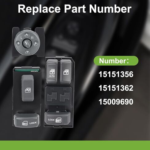 15151356 Window Mirror Switch Front Driver Passenger Switch for GMC Chevy Blazer Yukon Tahoe C1500 C2500 C3500 K1500 K2500 K3500# 15151362 15009690 in Saudi Arabia