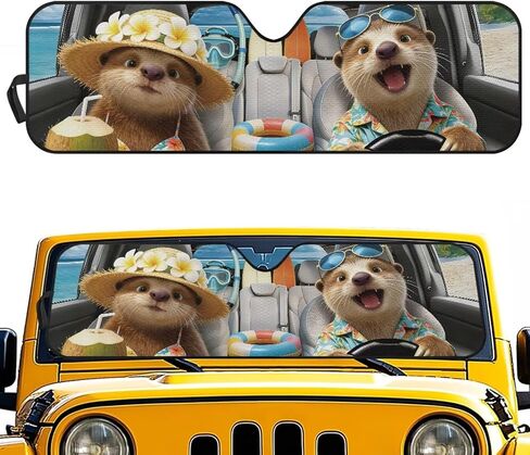 Funny Frog Windshield Sun Shade Compatible with Jeep Wrangler JK JKU JL JLU & Jeep Gladiator JT Folding Front Window Sun Shade in Saudi Arabia