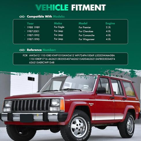 SCITOO AW3412 Engine Water Pump with Gasket for Jeep for Cherokee Comanche Wagoneer Premier 4.0L 2.5L in Saudi Arabia