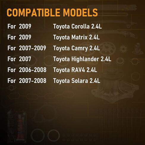2.4 Head Gasket Kit Timing Chain for Toyota Camry 2009 2008 2007 Corolla Matrix 09 Highlander RAV4 Solara 2.4L HS26323PT Head Gasket Set Water Pump in Kuwait