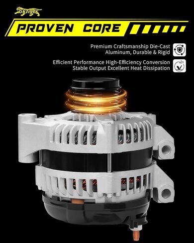 Oktiger Upgraded Alternator for Chrysler Town and Country 2011 2012 2013 2014 2015 2016 3.6L, for Dodge Grand Caravan 2011-2018, Journey Avenger, 12V 160A Clockwise 6-Groove Pulley, OE 04801624AD in Kuwait