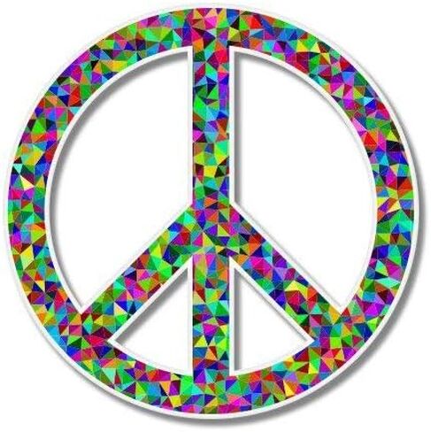 Peace Sign Colorful Mosaic Metal Round Metal Key Chain Keychain Ring in Saudi Arabia