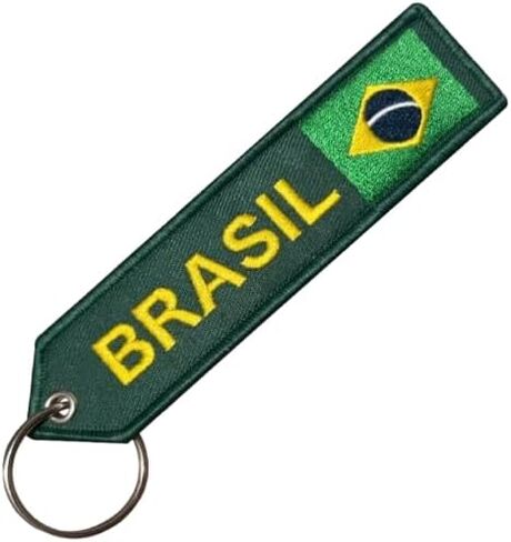Pinstant Brasil Brazil Brazilian National Flag Portugeuse Federal Republic South America Ordem e Progresso Order Progress Blue Starry Sky Yellow Green Keychain Key Tag Chain Fob Ring in Kuwait
