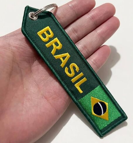 Pinstant Brasil Brazil Brazilian National Flag Portugeuse Federal Republic South America Ordem e Progresso Order Progress Blue Starry Sky Yellow Green Keychain Key Tag Chain Fob Ring in Kuwait