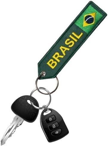 Pinstant Brasil Brazil Brazilian National Flag Portugeuse Federal Republic South America Ordem e Progresso Order Progress Blue Starry Sky Yellow Green Keychain Key Tag Chain Fob Ring in Kuwait