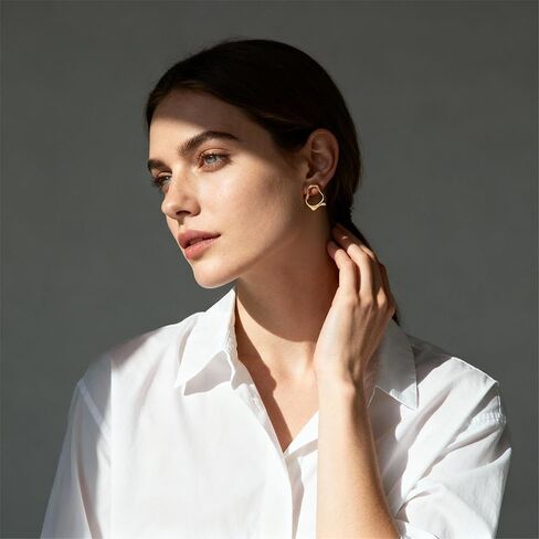 Irregular Gold Earrings for Women Chunky Funky Gold Silver Irregular Shape Stud Earrings Lightweight Hypoallergenic Jewelry Daily Costume Accessories for Women in Saudi Arabia