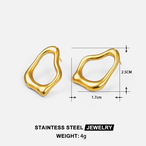Irregular Gold Earrings for Women Chunky Funky Gold Silver Irregular Shape Stud Earrings Lightweight Hypoallergenic Jewelry Daily Costume Accessories for Women in Saudi Arabia
