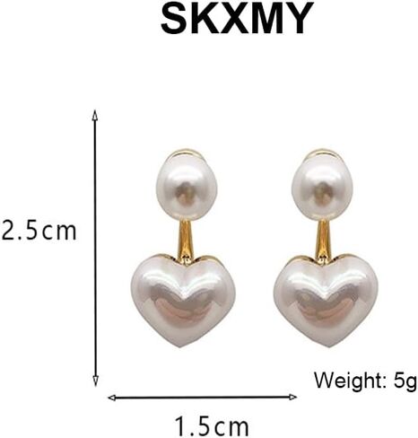 Pearl Earrings for Women Elegant Trendy Heart Dangle Drop Earring Dainty Stud Earrings Fashion Jewelry Mother's Day Gifts in Saudi Arabia