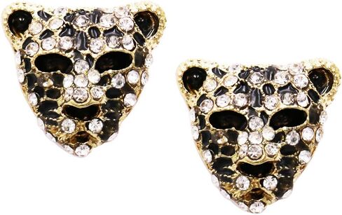 Rosemarie Collections Women's Crystal Accented Black Panther Tiger Leopard Earrings (Gold Tone Post Back) in Saudi Arabia