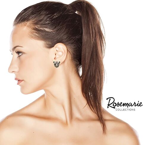 Rosemarie Collections Women's Crystal Accented Black Panther Tiger Leopard Earrings (Gold Tone Post Back) in Saudi Arabia
