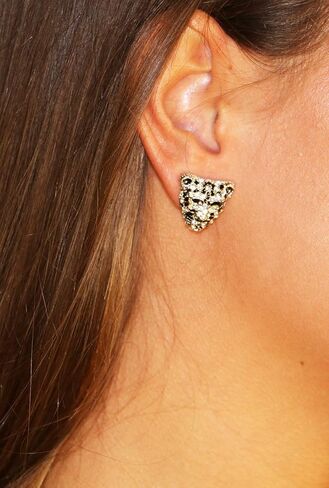 Rosemarie Collections Women's Crystal Accented Black Panther Tiger Leopard Earrings (Gold Tone Post Back) in Saudi Arabia