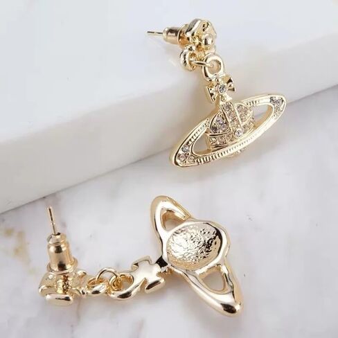 Colorful Earrings of Saturn for Women Saturn Earrings for Women Shining Punk Saturn Ear Studs(Gold) in Saudi Arabia