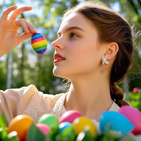 Easter Earrings for Women,Cute Bunny Egg Stud Earrings Hypoallergenic zirconia Rabbit Dangle Earring Easter Costume Holiday Jewelry in Saudi Arabia
