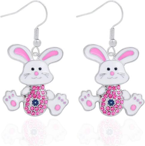 Easter Earrings for Women,Cute Bunny Egg Stud Earrings Hypoallergenic zirconia Rabbit Dangle Earring Easter Costume Holiday Jewelry in Saudi Arabia