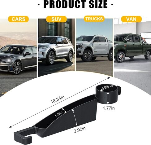 مجموعة حشو مقعد السيارة مكونة من قطعتين لملء الفراغ بين مانع مقعد المقعد لمنع العناصر من السقوط، خطاف حامل أكواب الماء متعدد الوظائف 4 في 1 بسعة كبيرة للتخزين العالمي لشاحنة سيدان SUV in Kuwait