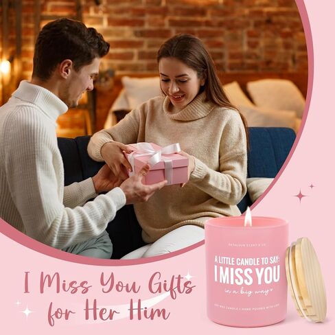 Long Distance Relationship Gifts for Her Girlfriend Wife, I Miss You Candle(10oz), Long Distance Friendship Gifts for Women, Best Friend, Sister, Lavender Vanilla, Pink Jar in Kuwait