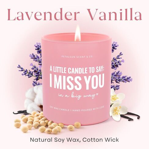 Long Distance Relationship Gifts for Her Girlfriend Wife, I Miss You Candle(10oz), Long Distance Friendship Gifts for Women, Best Friend, Sister, Lavender Vanilla, Pink Jar in Kuwait