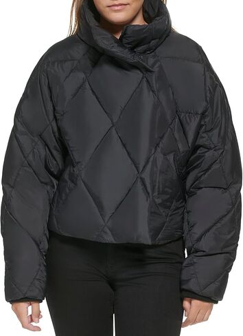 Calvin Klein womens ZIP FRONT ASYM LIGHT PUFF WITH ELASTIC HEM @ BACK LONG SLEEVE CREW NECK,BITTER CHOCOLATE, Medium in Saudi Arabia