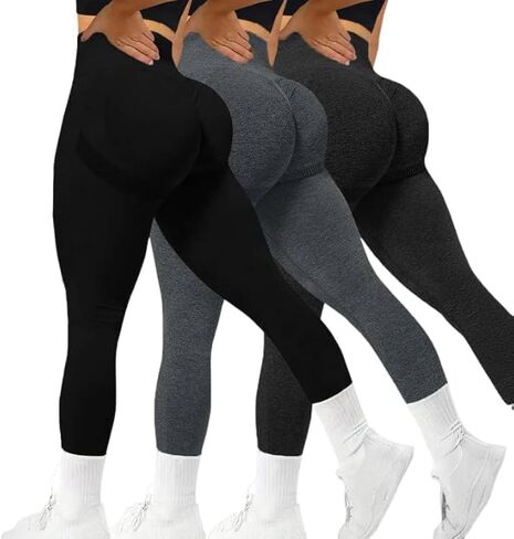 3Pcs Seamless Leggings for Women High Waist Workout Yoga Pants,Scrunch Butt Lifting Elastic Tights Cellulite Leggings in Saudi Arabia