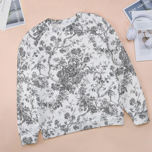 سترة JITUIHOM أنيقة كلاسيكية منقوشة بالزهور باللون الرمادي ورقبة دائرية، كلاسيكية بأكمام طويلة، مناسبة للارتداء اليومي في المكتب والمنزل S in Kuwait